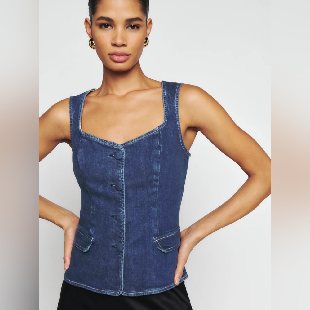 NWOT Reformation Asha Denim Top - Extra Small